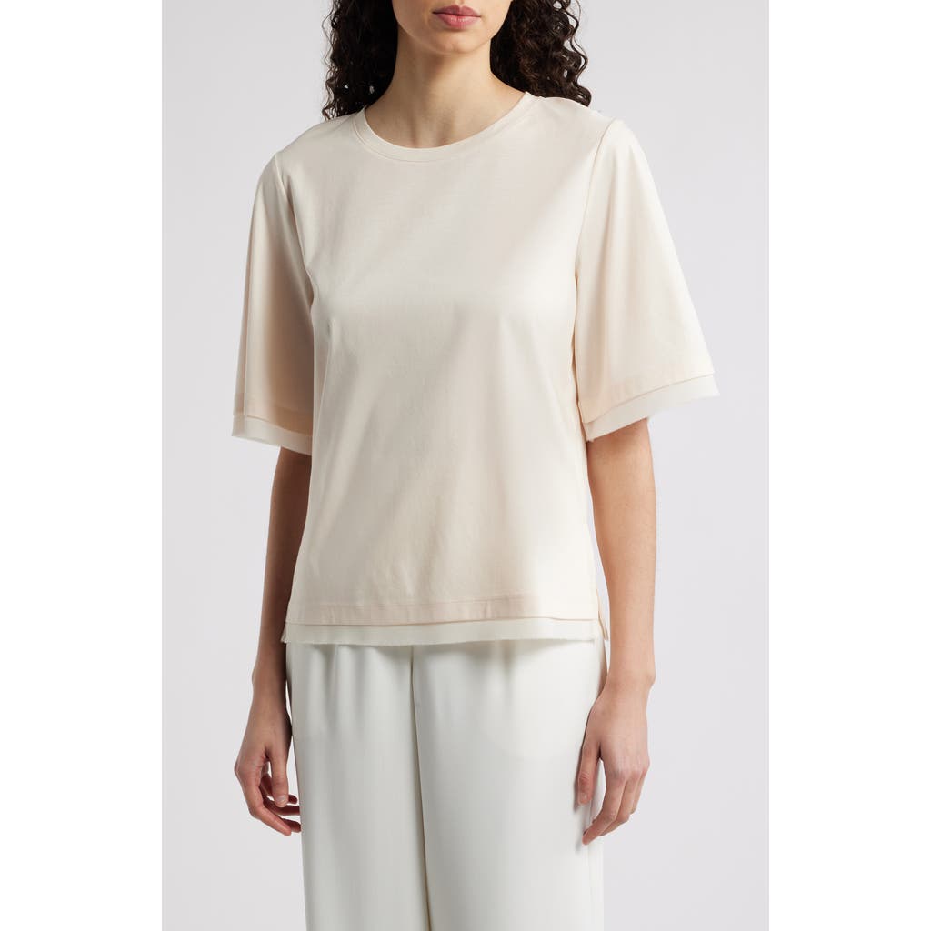 KOBI HALPERIN KOBI HALPERIN CHIFFON TRIM COTTON T-SHIRT