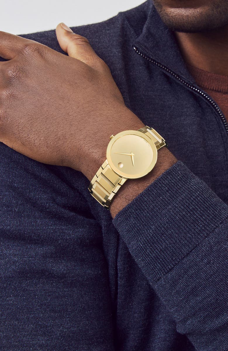 Movado Sapphire Bracelet Watch, 39mm, Alternate, color, Gold Mirror