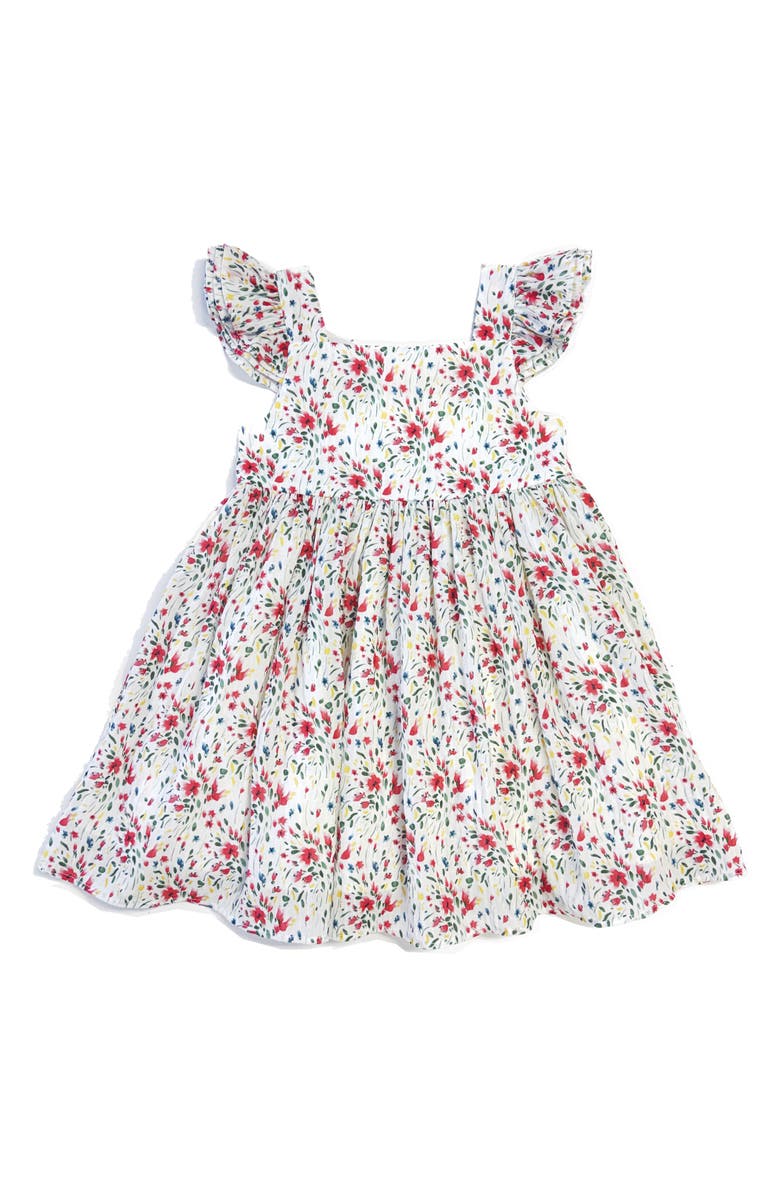 Pippa & Julie Kids' Firework Flutter Sleeve Chiffon Party Dress, Main, color, Red/ White