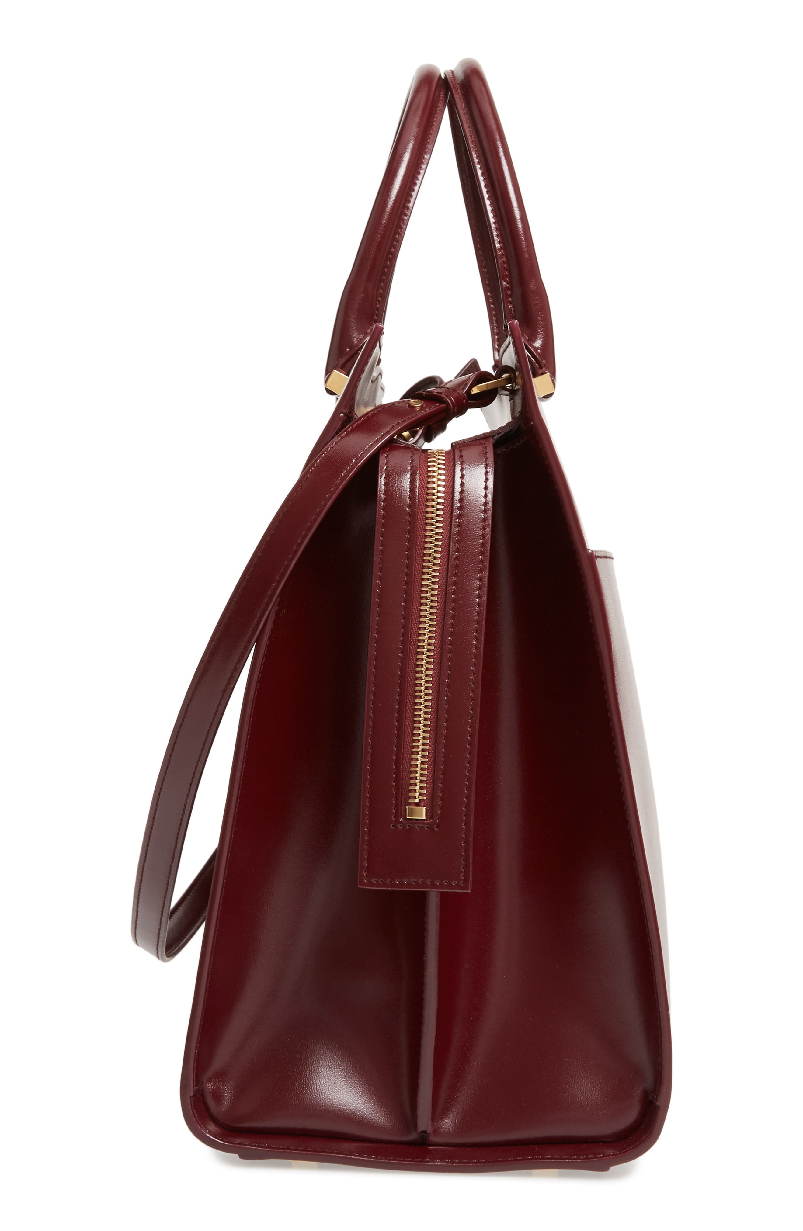 Saint Laurent Medium Uptown Cabas Leather Satchel, Alternate, color, 