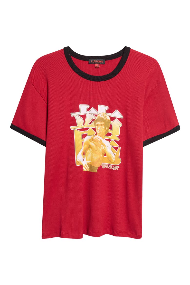 Bruce Lee Rib Cotton Ringer T-Shirt, Alternate, color, CHILLI