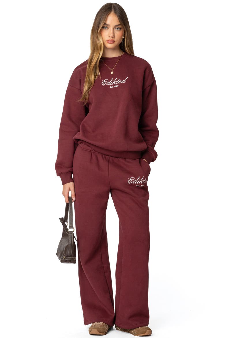 Get Edikted Relaxed Sweatshirt, Alternate, color, BURGUNDY