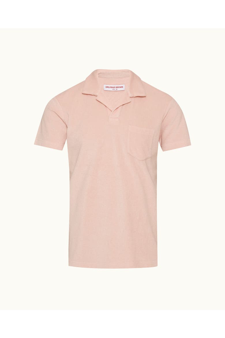 Terry Towelling Tailored Fit Towelling Polo Shirt, Alternate, color, Pink Sand