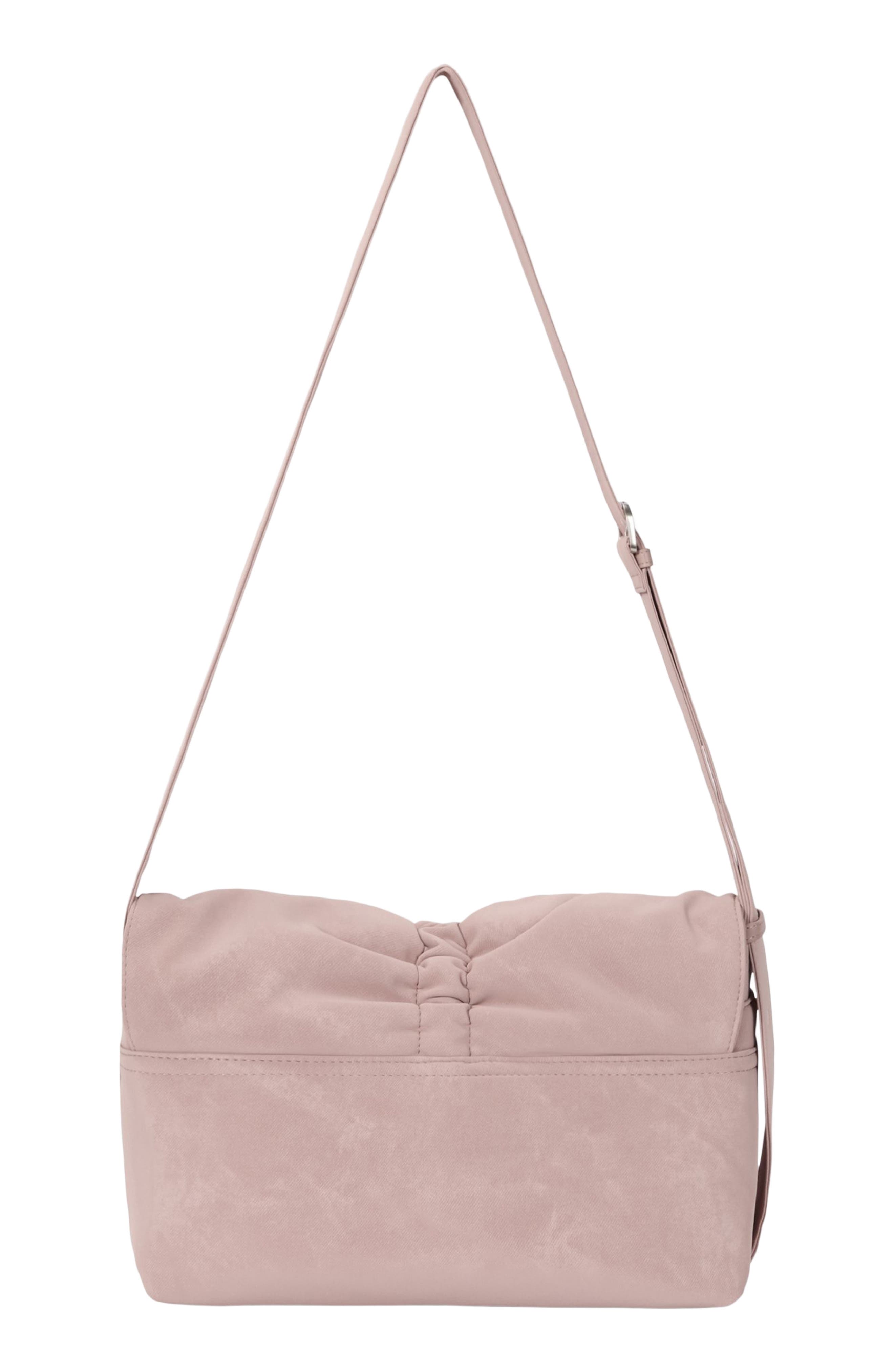Small Ruched Flap Faux Suede Crossbody Bag, Alternate, color, DUSTY PINK