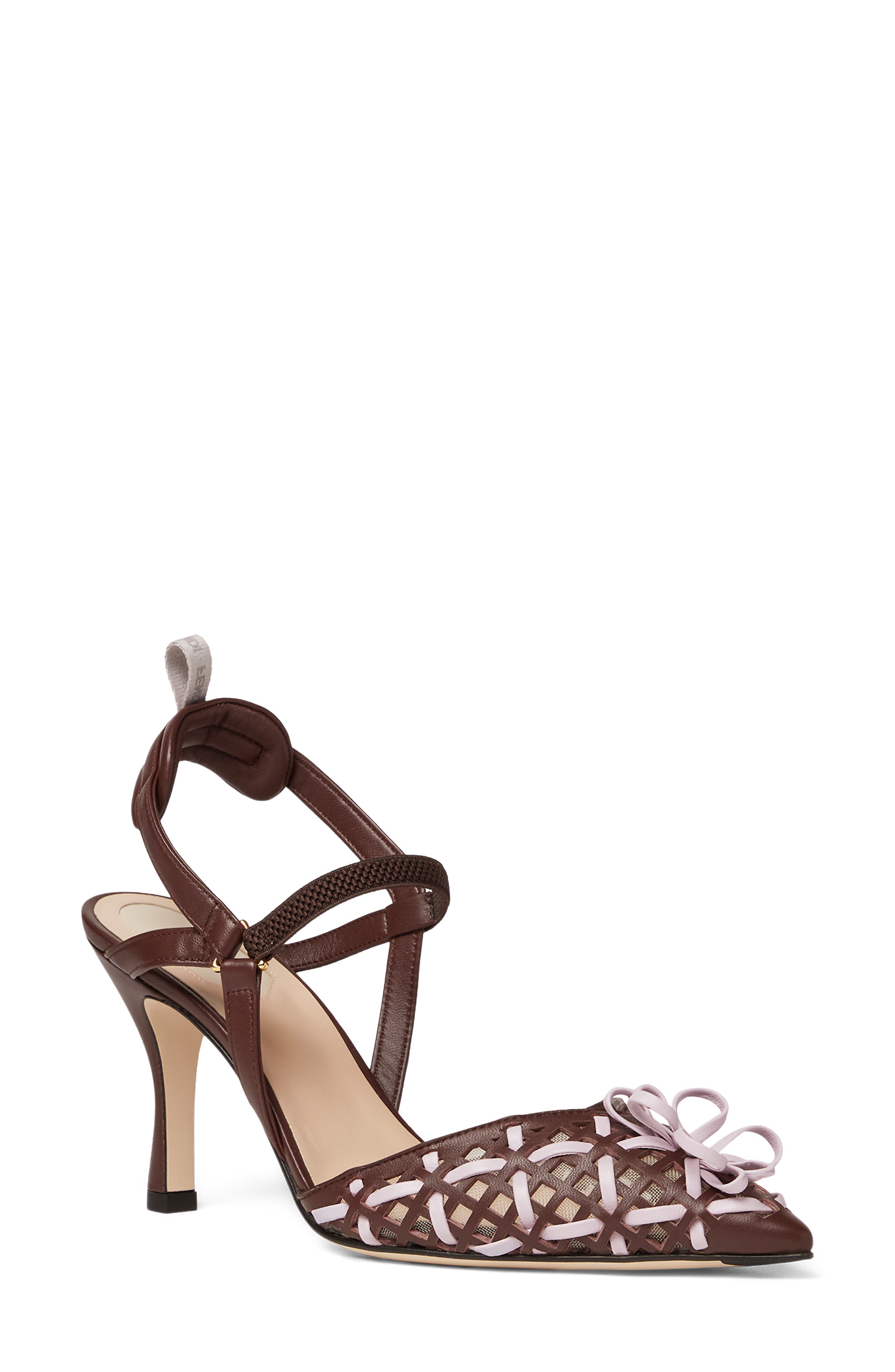 Fendi Colibrì Lite Pointed Toe Slingback Pump, Main, color, F1vmj Mahogany Anemone