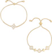 EYE CANDY LOS ANGELES Yasmin 2-Pack Cubic Zirconia & Enamel Clover Slider Bracelets