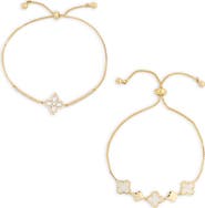 EYE CANDY LOS ANGELES Yasmin 2-Pack Cubic Zirconia & Enamel Clover Slider Bracelets