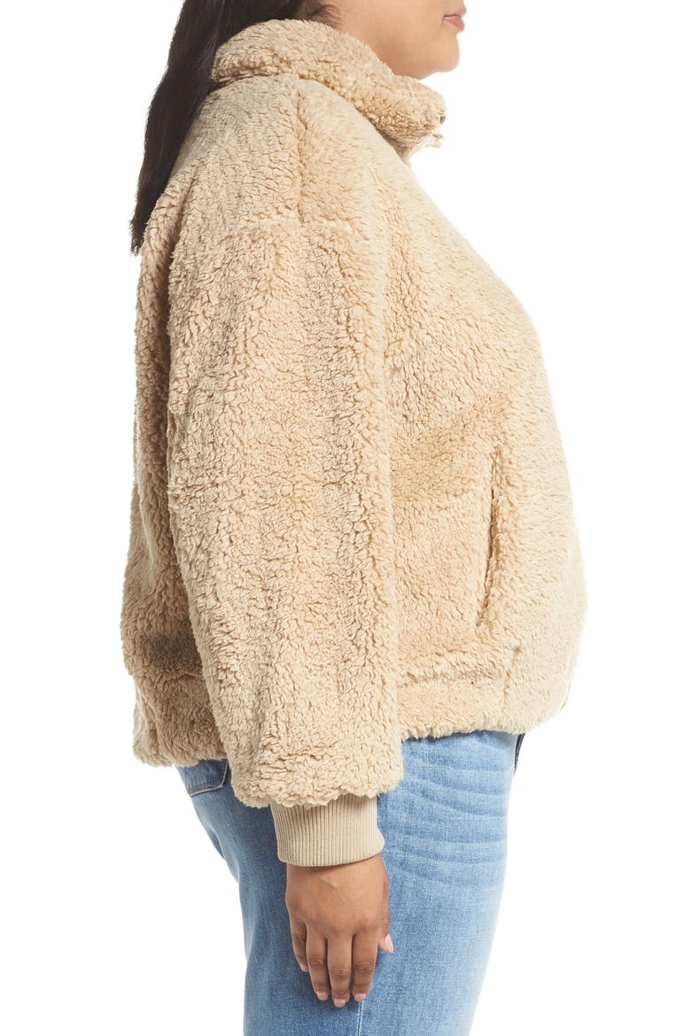 Reversible Teddy Fleece Bomber Jacket, Alternate, color, TAN BURRO