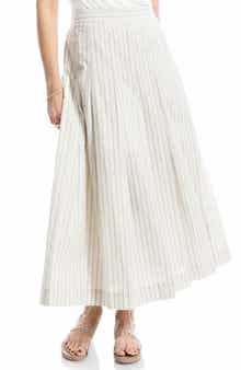 Stripe Pleated A-Line Skirt