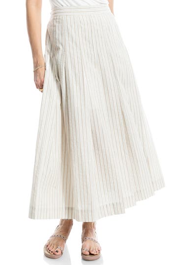 MAX STUDIO MAX STUDIO STRIPE PLEATED A-LINE SKIRT 