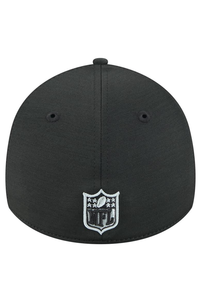 Men's New Era  Black Las Vegas Raiders Stripes 39THIRTY Flex Hat, Alternate, color, Black