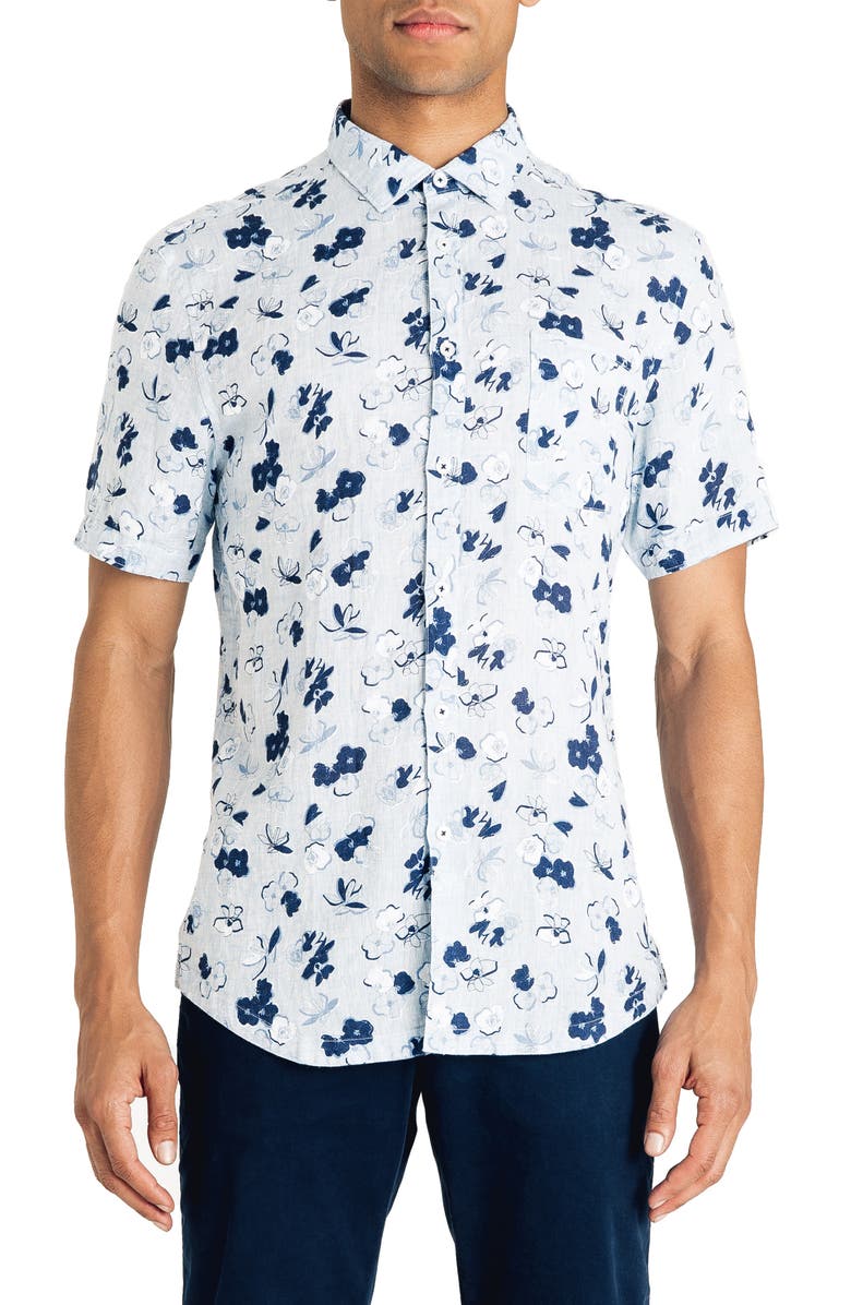 Good Man Brand Slim Fit Hibiscus Floral Print Shirt, Main, color, 