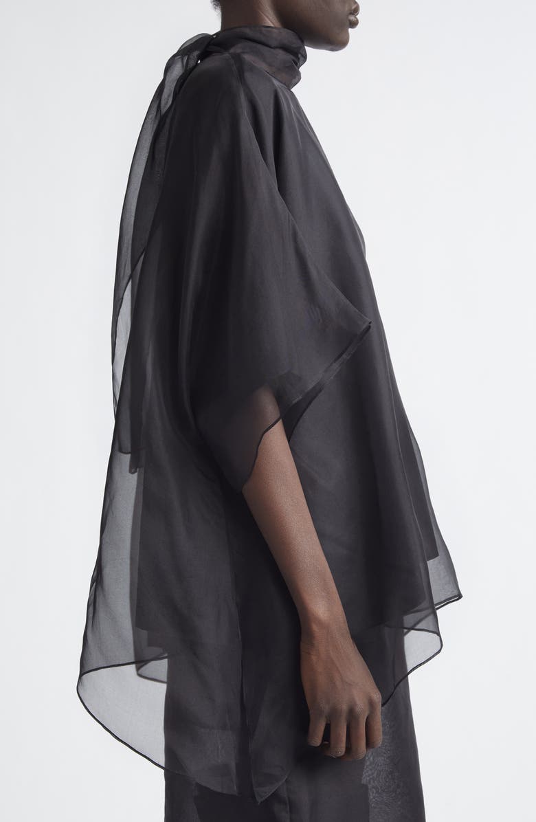 Brandon Maxwell Cali Silk Organza Top, Alternate, color, Black