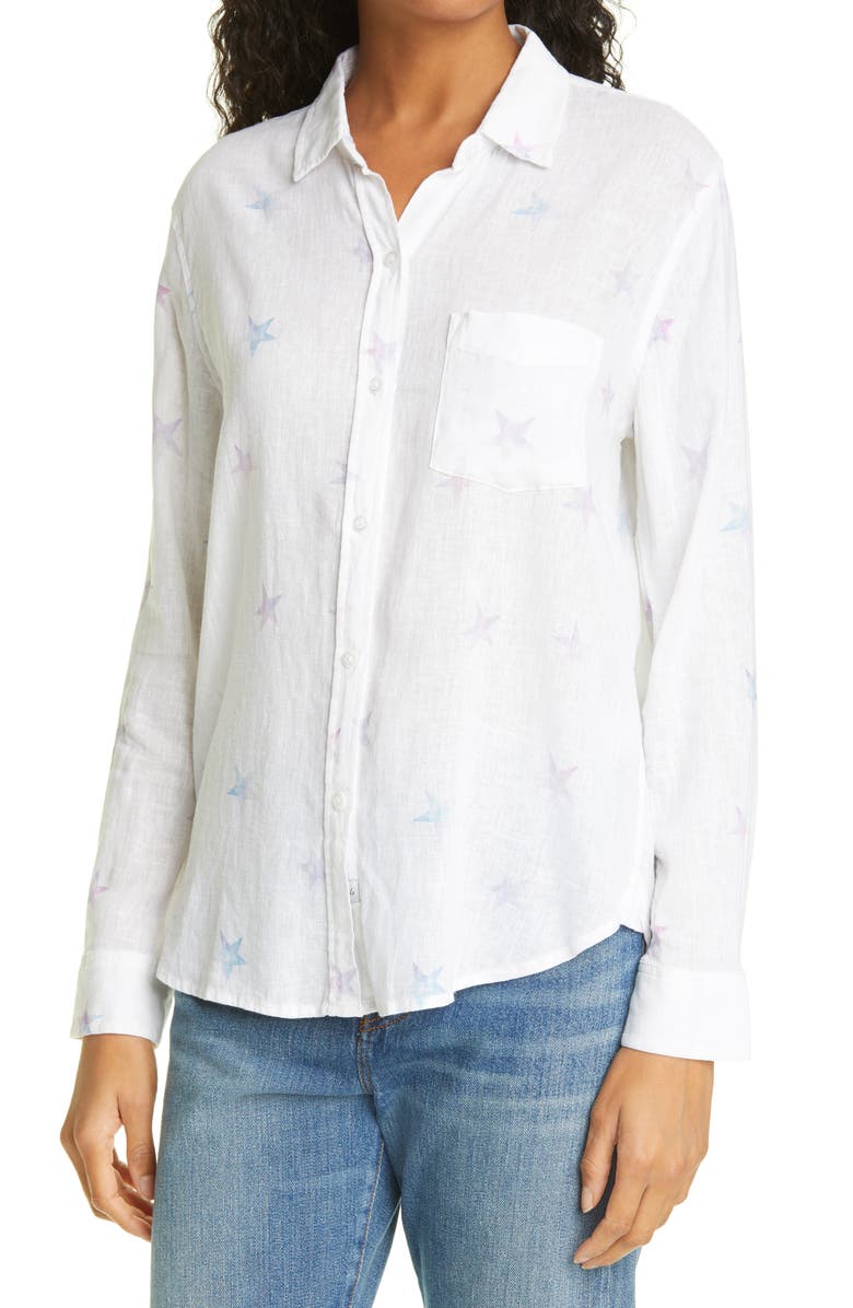 Rails Charli Star Print Linen Blend Blouse, Alternate, color,