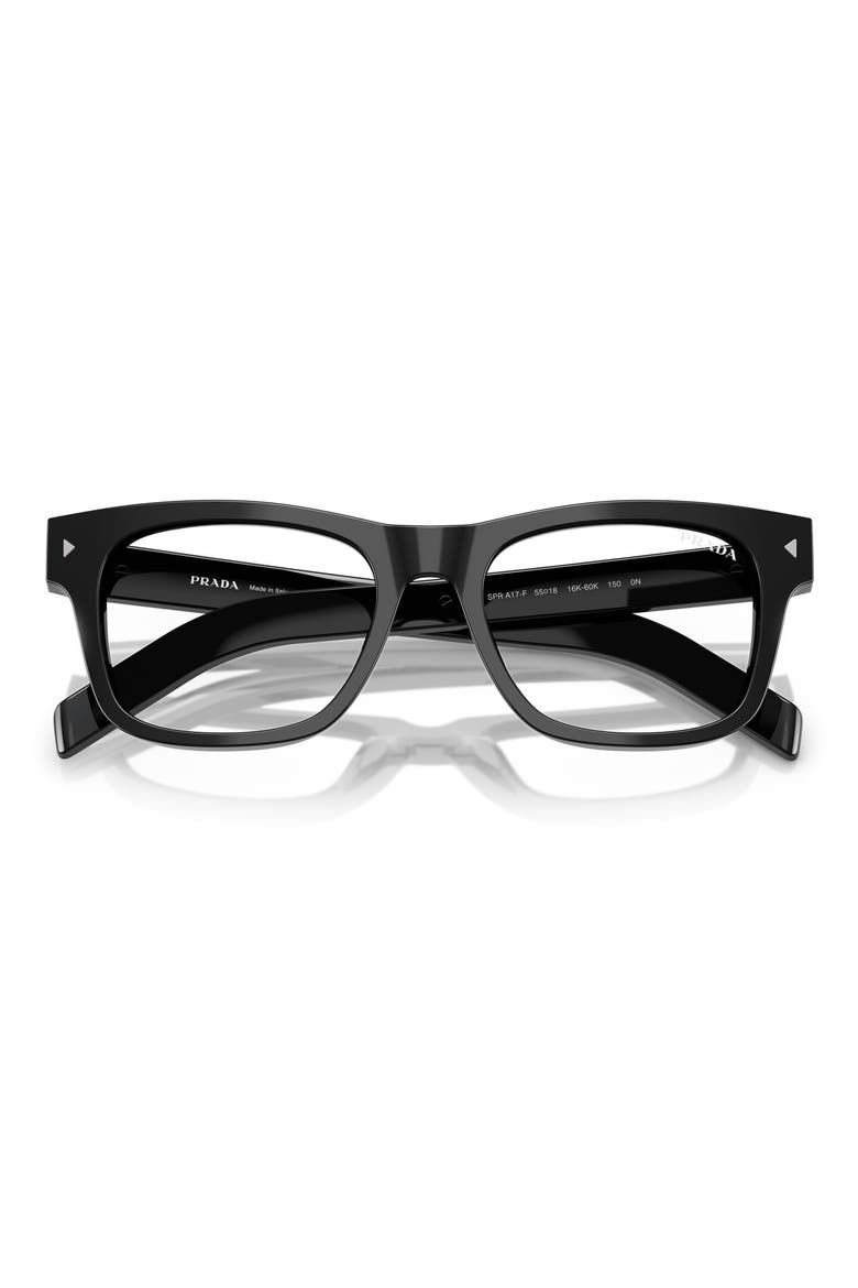 55mm Rectangular Blue Light Blocking Glasses, Alternate, color, BLACK / CLEAR BLUE LIGHT