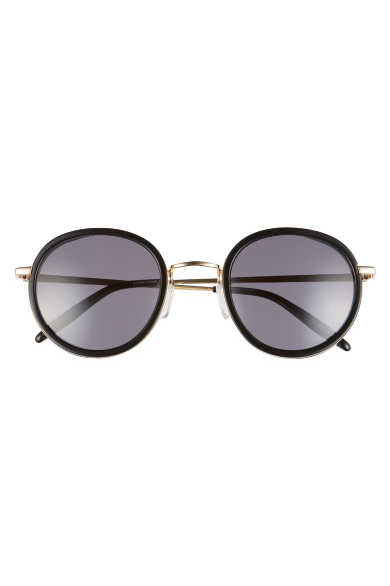 52mm Round Sunglasses, Alternate, color, BLACK