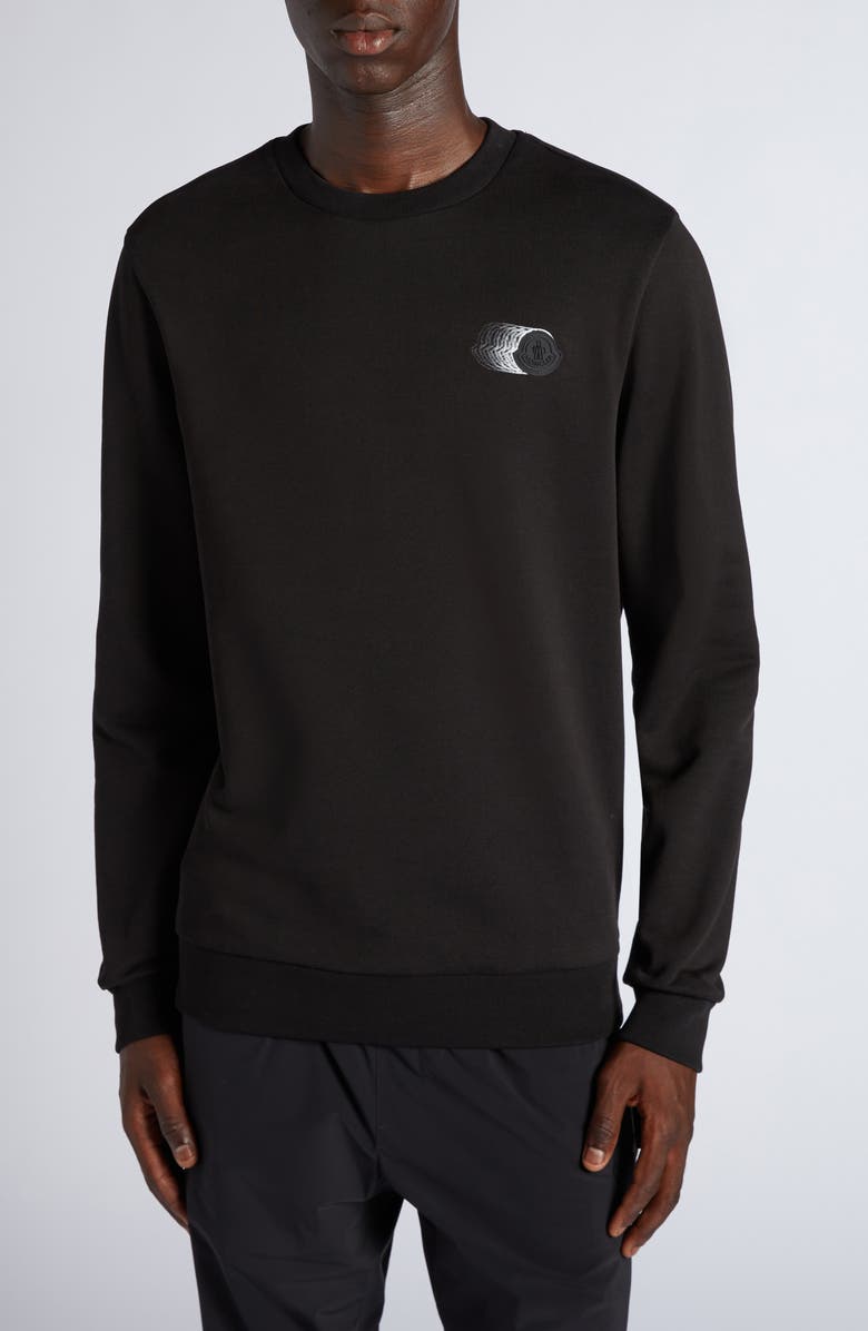Moncler Logo Patch Cotton Sweatshirt, Main, color,