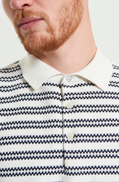 Ben Sherman Stripe Jacquard Polo In Ivory