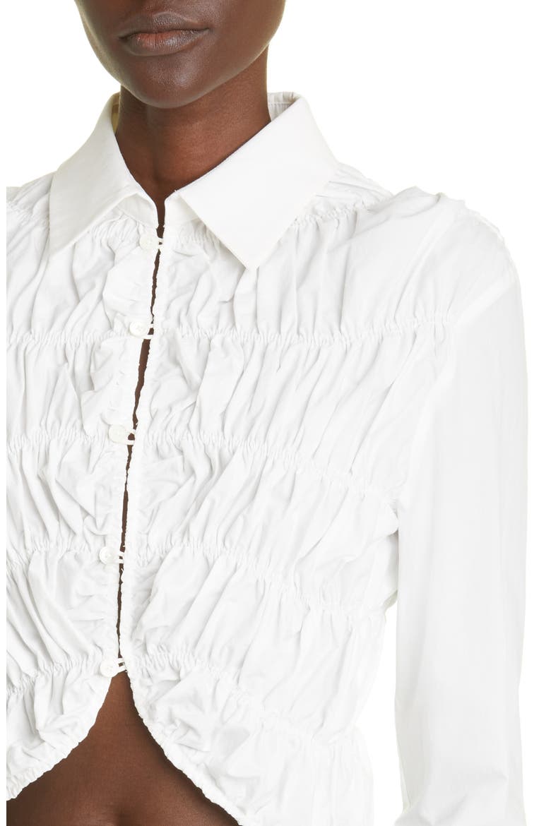The Brena Shirred Cotton Poplin Crop Top, Alternate, color, WHITE