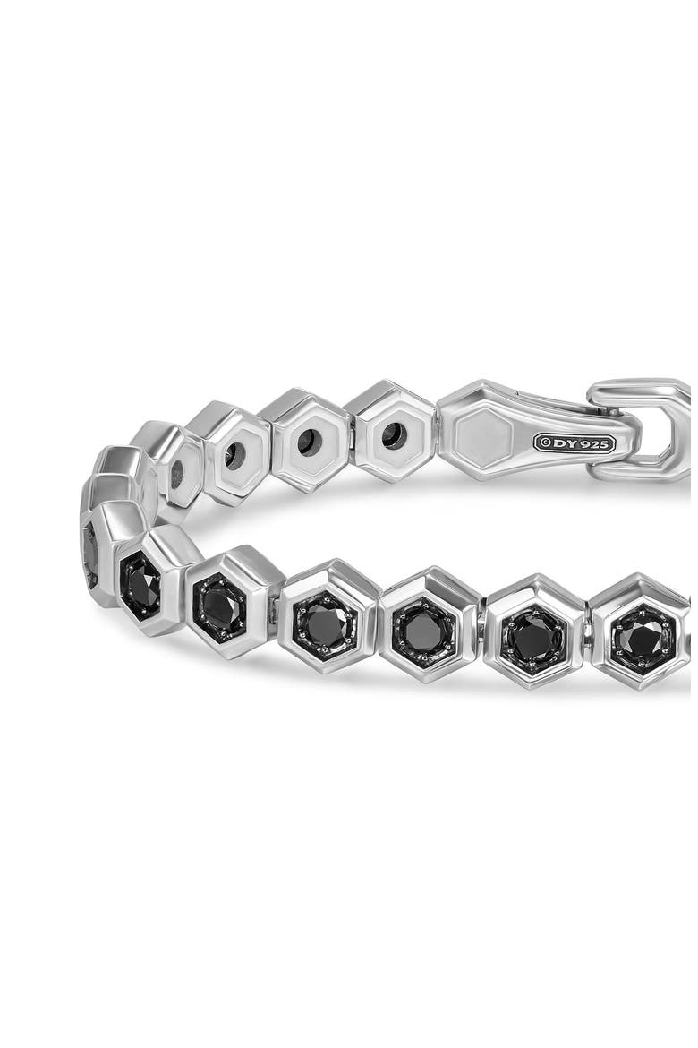 Men's Hex Pavé Tennis Bracelet in Black Titanium with Black Diamonds, Alternate, color, SILVER PAVE