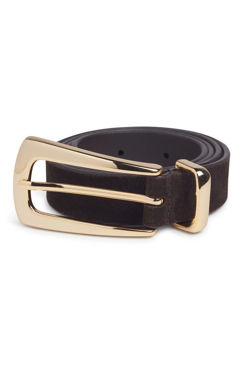 The Suede Statement Belt, Alternate, color, CHOCOLATE/ POLISHED GOLD