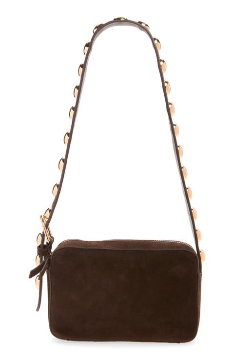 Tally Studded Suede Shoulder Bag
