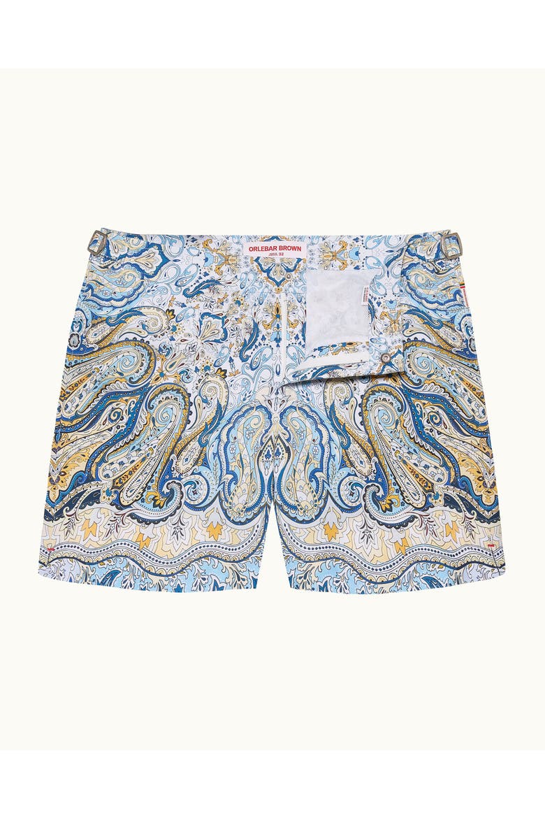Bulldog Mid-Length Classic Fit Swim Shorts With Fairground Print, Alternate, color, MULTI/BLUE