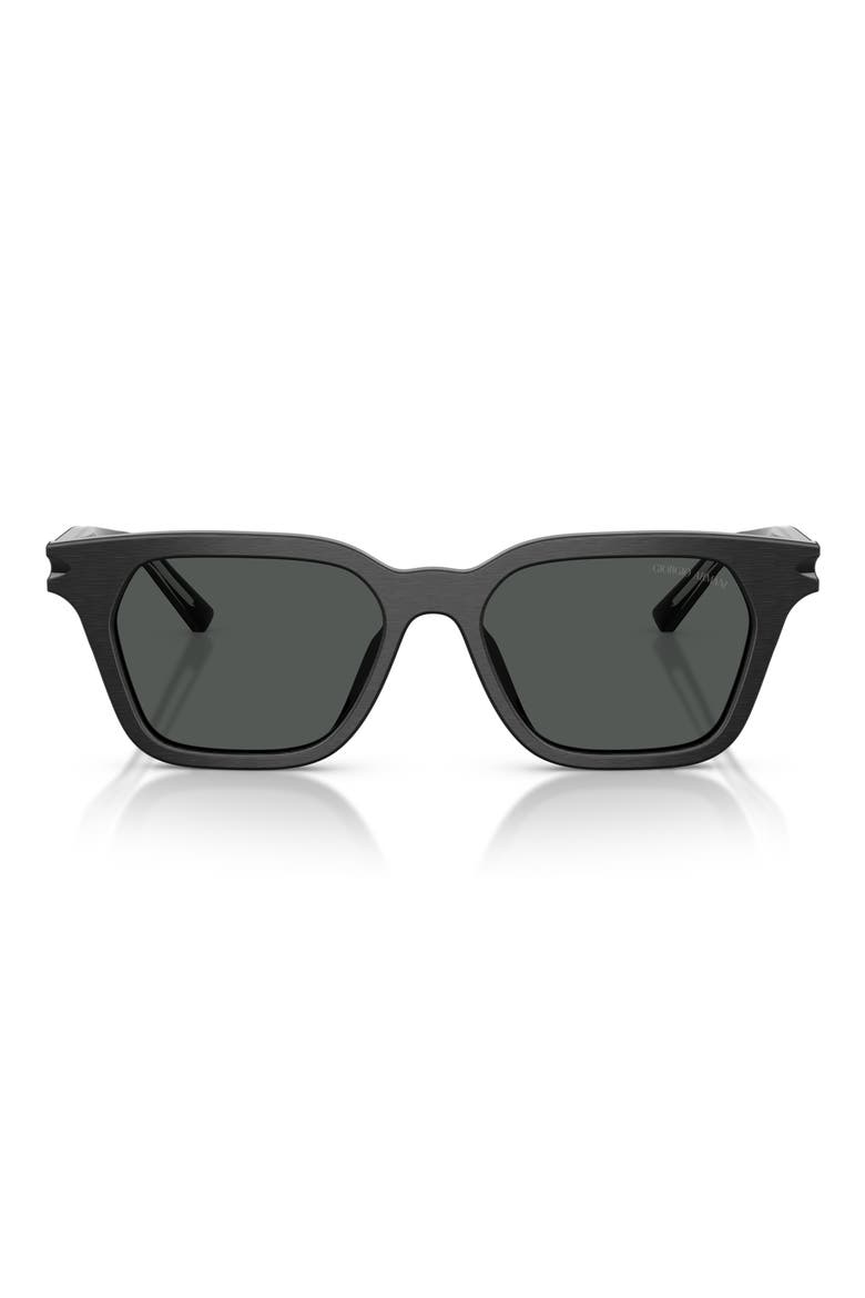 52mm Square Sunglasses, Main, color, BRUSHED BLACK / DARK GREY