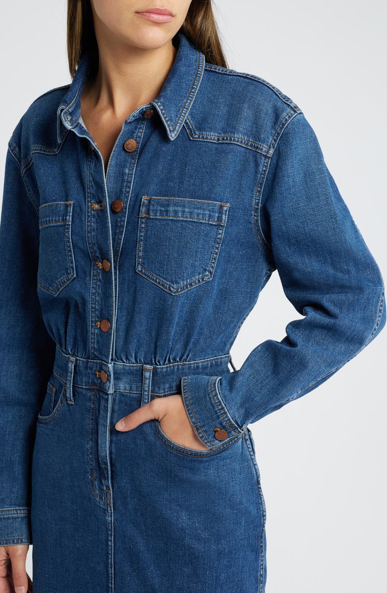 Madewell Western Long Sleeve Denim Shirtdress, Alternate, color, Laselle Wash