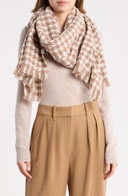 NORDSTROM RACK Houndstooth Fringe Scarf