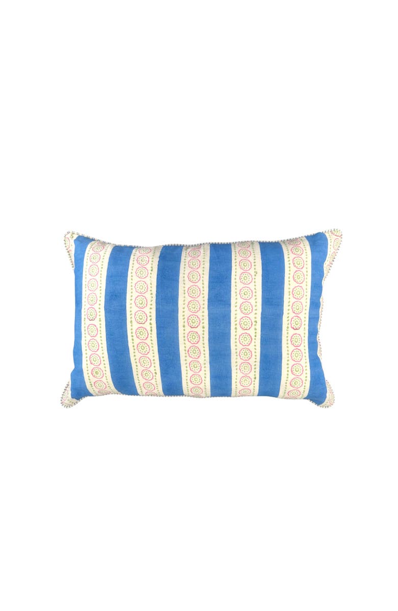 The Peacock Palette Malhaar Linen Pillow Cover, Main, color, Blue - 14" X 22"