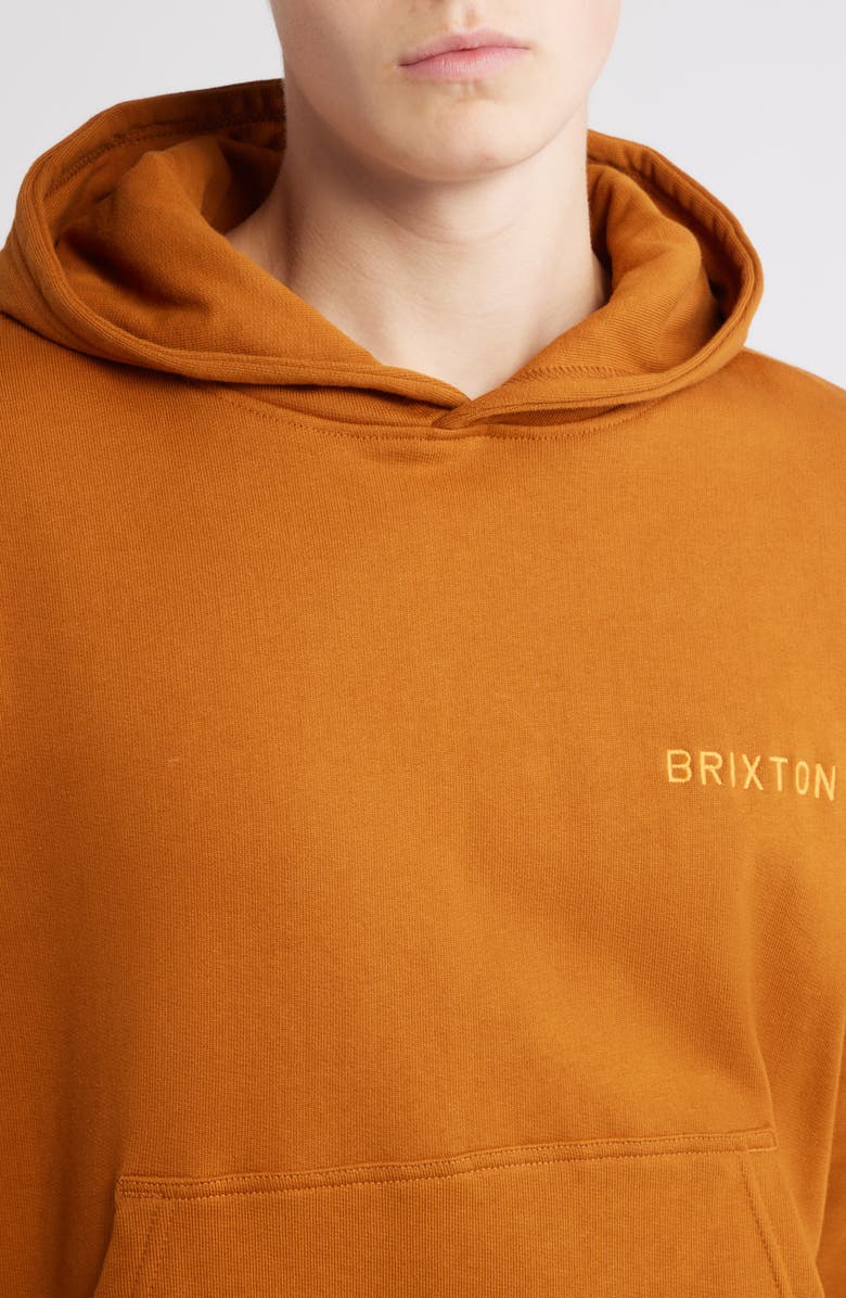 Brixton Oversize Embroidered Logo Heavyweight Hoodie, Alternate, color, Rustic Caramel