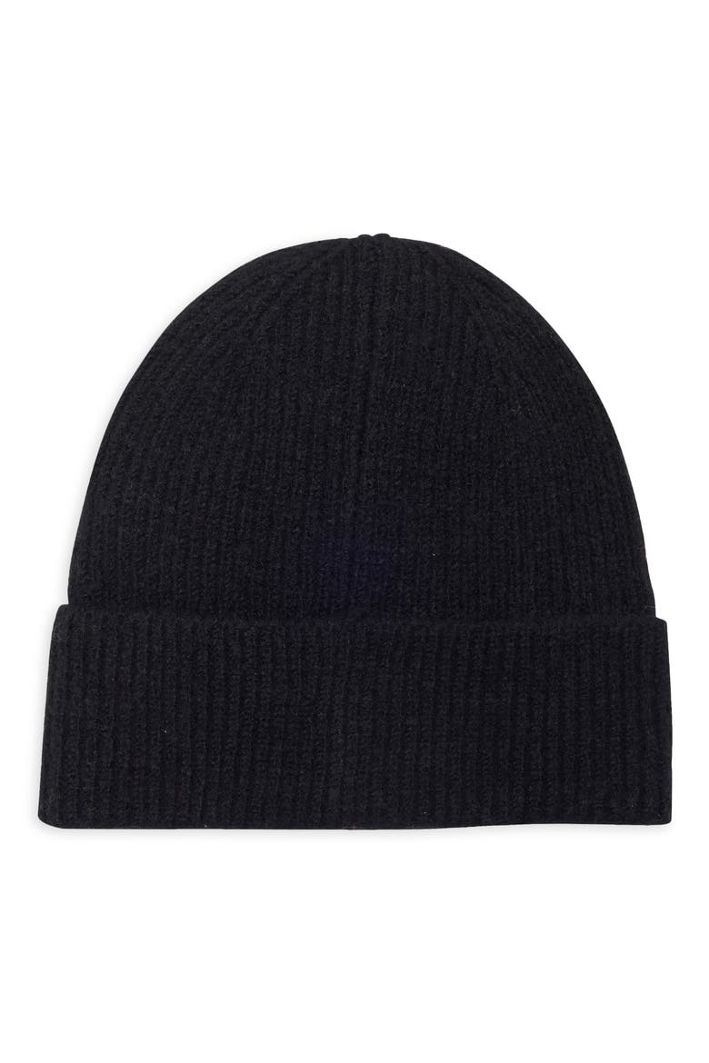 Bow Ribbed Beanie, Alternate, color, BLACK