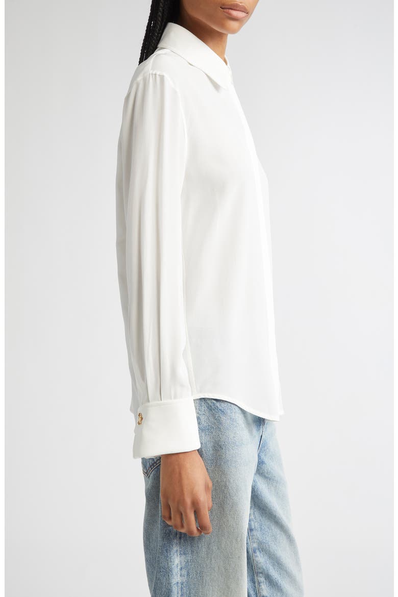 Arabella Silk Button-Up Shirt, Alternate, color, WHITE