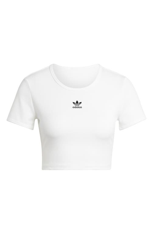 Adidas Originals Essentials Trefoil Logo Crop Rib T-shirt In White