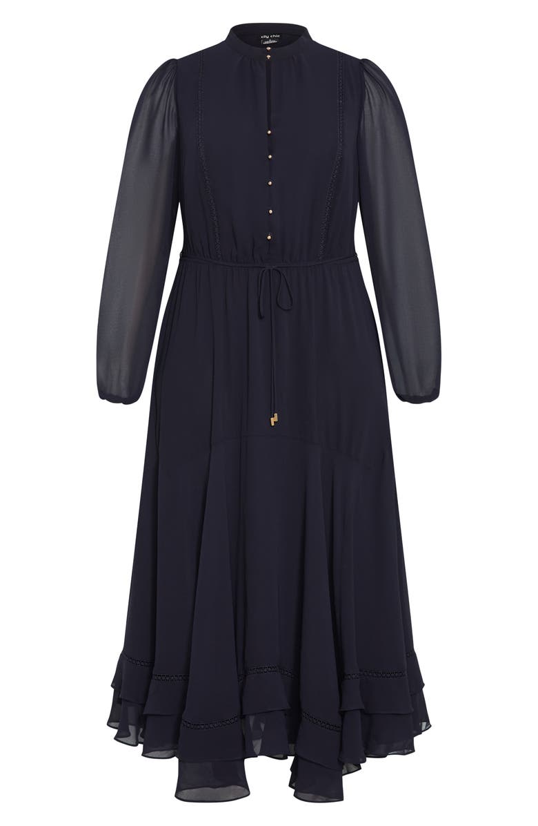 City Chic Yasmin Long Sleeve Maxi Dress, Alternate, color, Navy