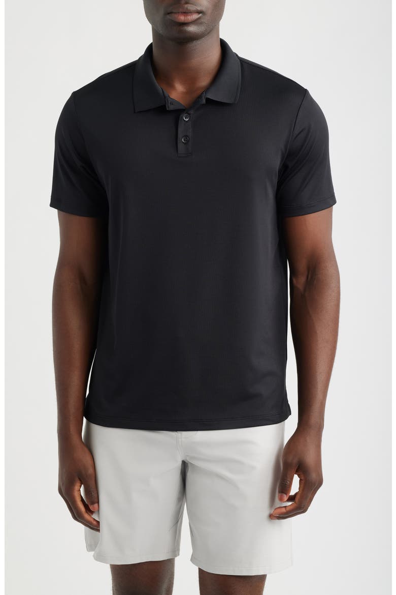 Textured Golf Polo, Main, color, BLACK