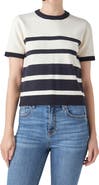 English Factory Stripe Short Sleeve Sweater