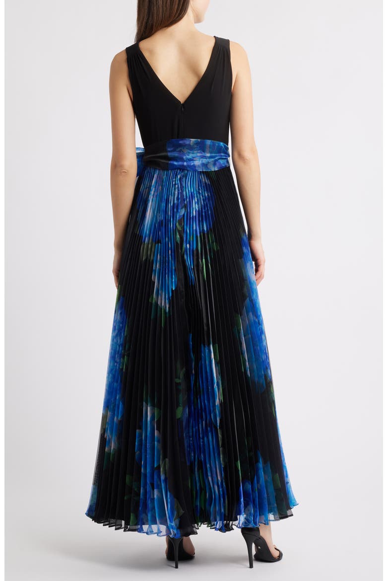 Pleated Sleeveless Gown, Alternate, color, BLACK BLUE