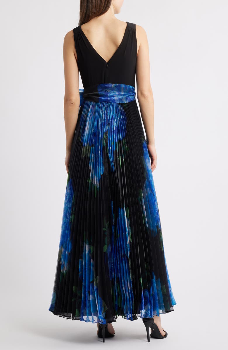 Eliza J Pleated Sleeveless Gown, Alternate, color, Black Blue