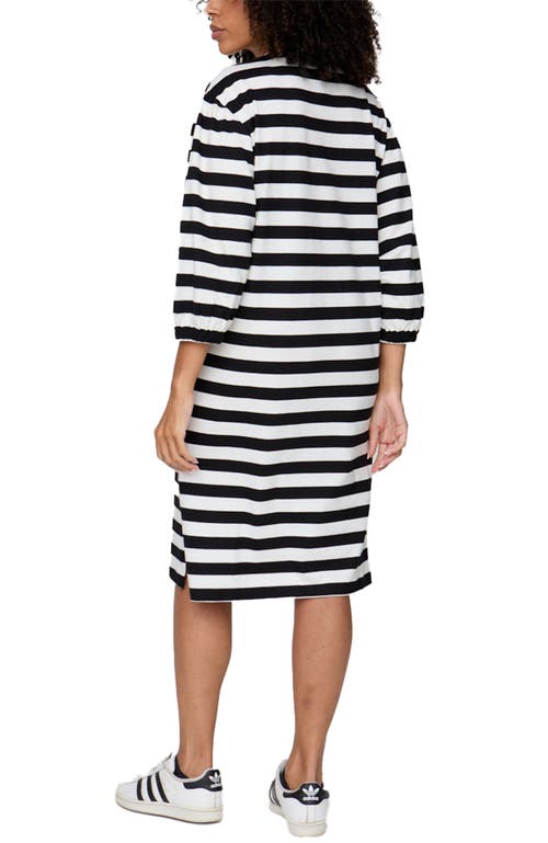 Turtledove London Organic Cotton Rosa Bold Stripe Print Midi Dress In Black