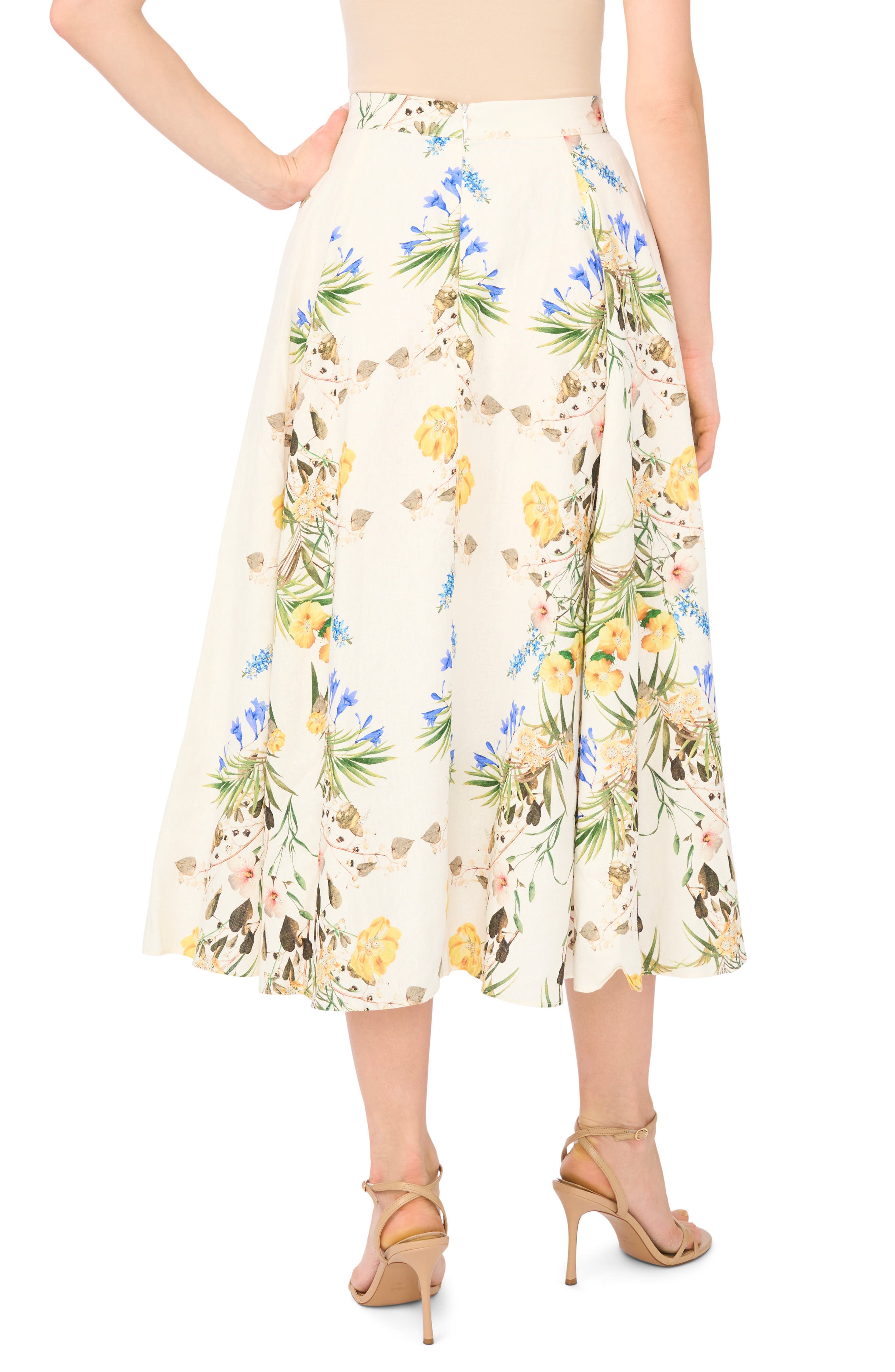 Linen Blend A-Line Midi Skirt - image 2
