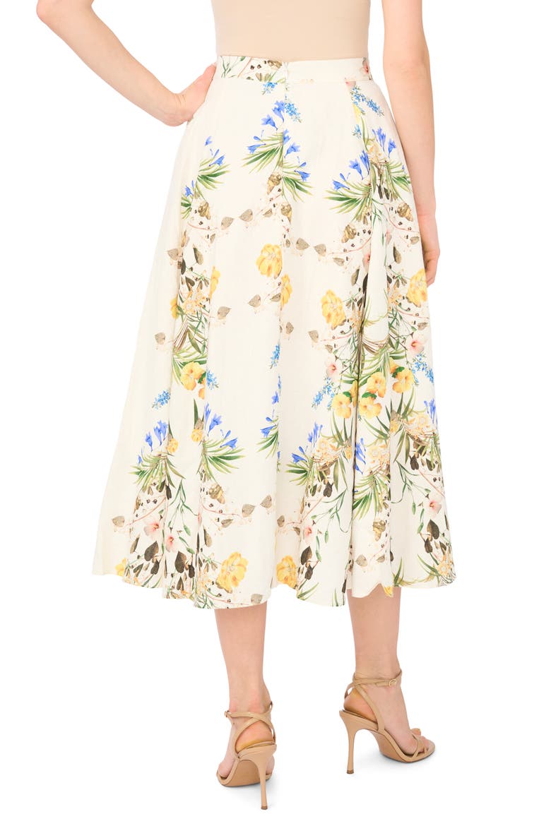 Linen Blend A-Line Midi Skirt, Alternate, color, ULTRA WHITE