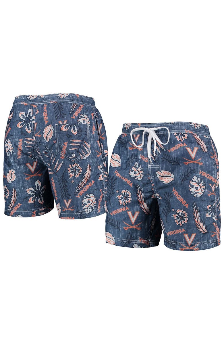 Wes & Willy Men's Wes & Willy Navy Virginia Cavaliers Vintage Floral Swim Trunks, Main, color, Navy