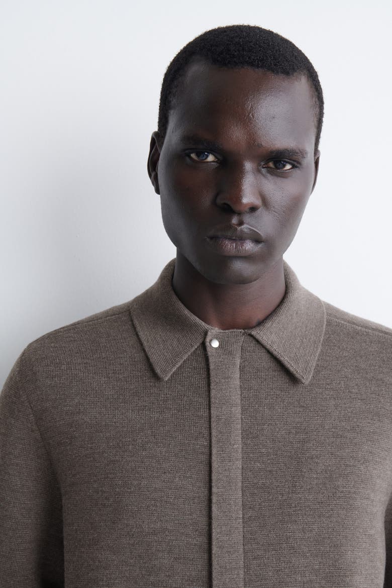 Merino Wool Harrington Jacket, Alternate, color, BROWN MÉLANGE