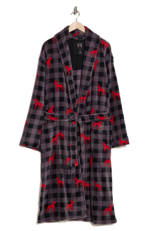 Majestic International Chalet Chic Plush Shawl Collar Robe In Dog