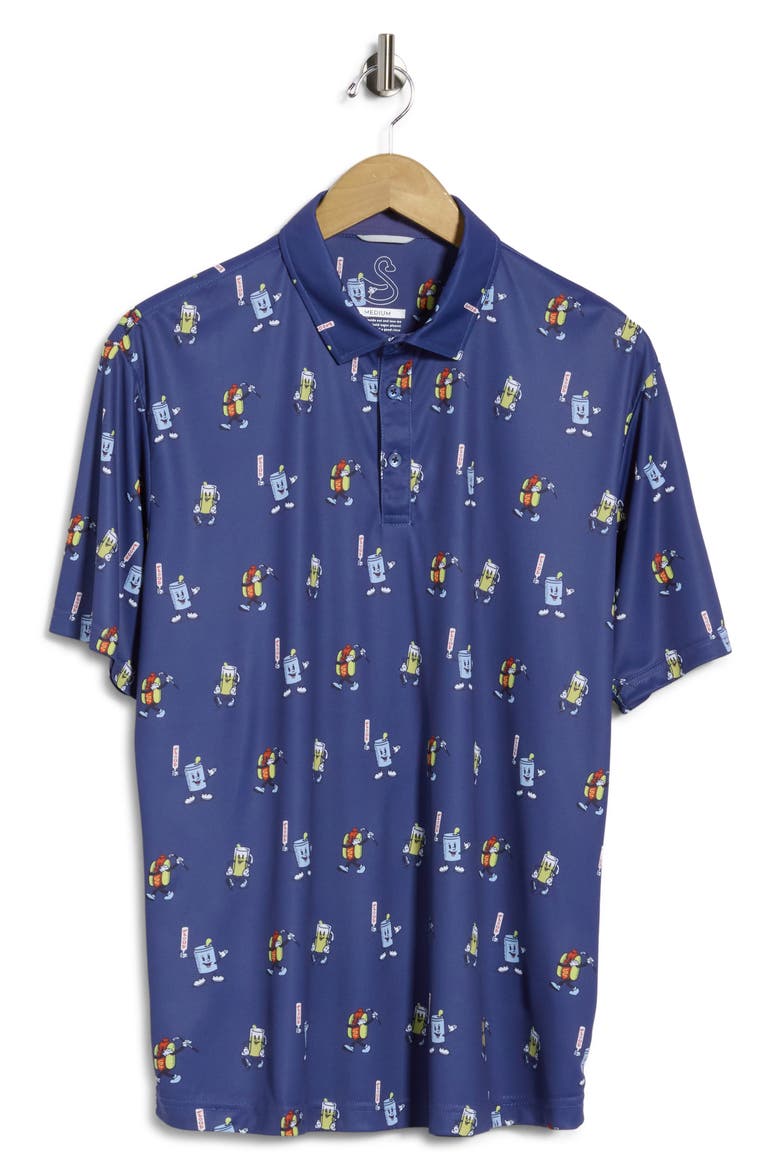 Combs Snack Print Golf Polo, Main, color, BLU
