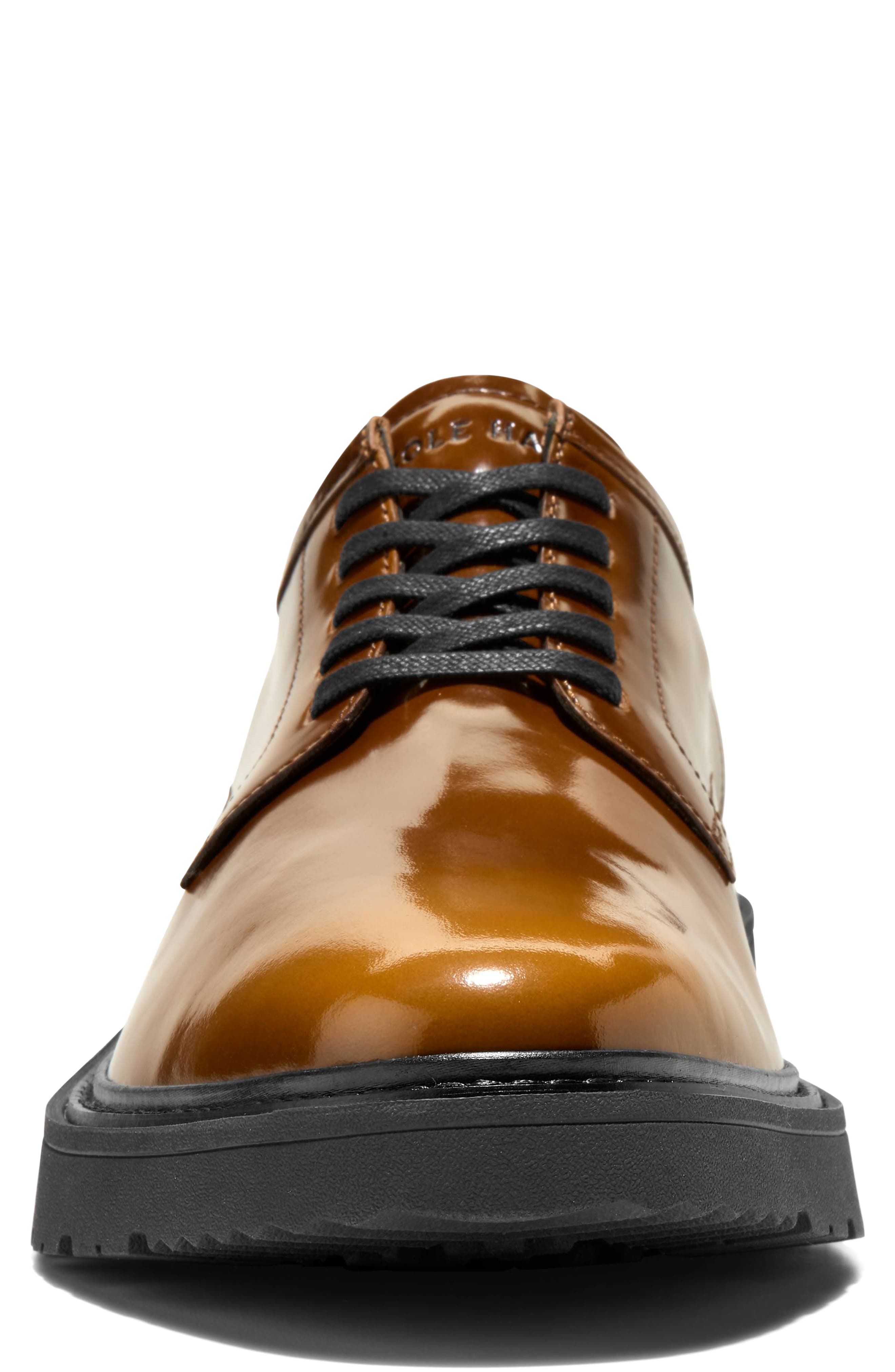 Broome Grand Lug Sole Plain Toe Leather Derby, Alternate, color, DARK CHOCOLATE BRUSH OFF/BLACK