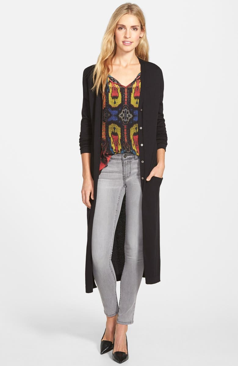 Vince Camuto V-Neck Cotton Maxi Cardigan, Main, color, 