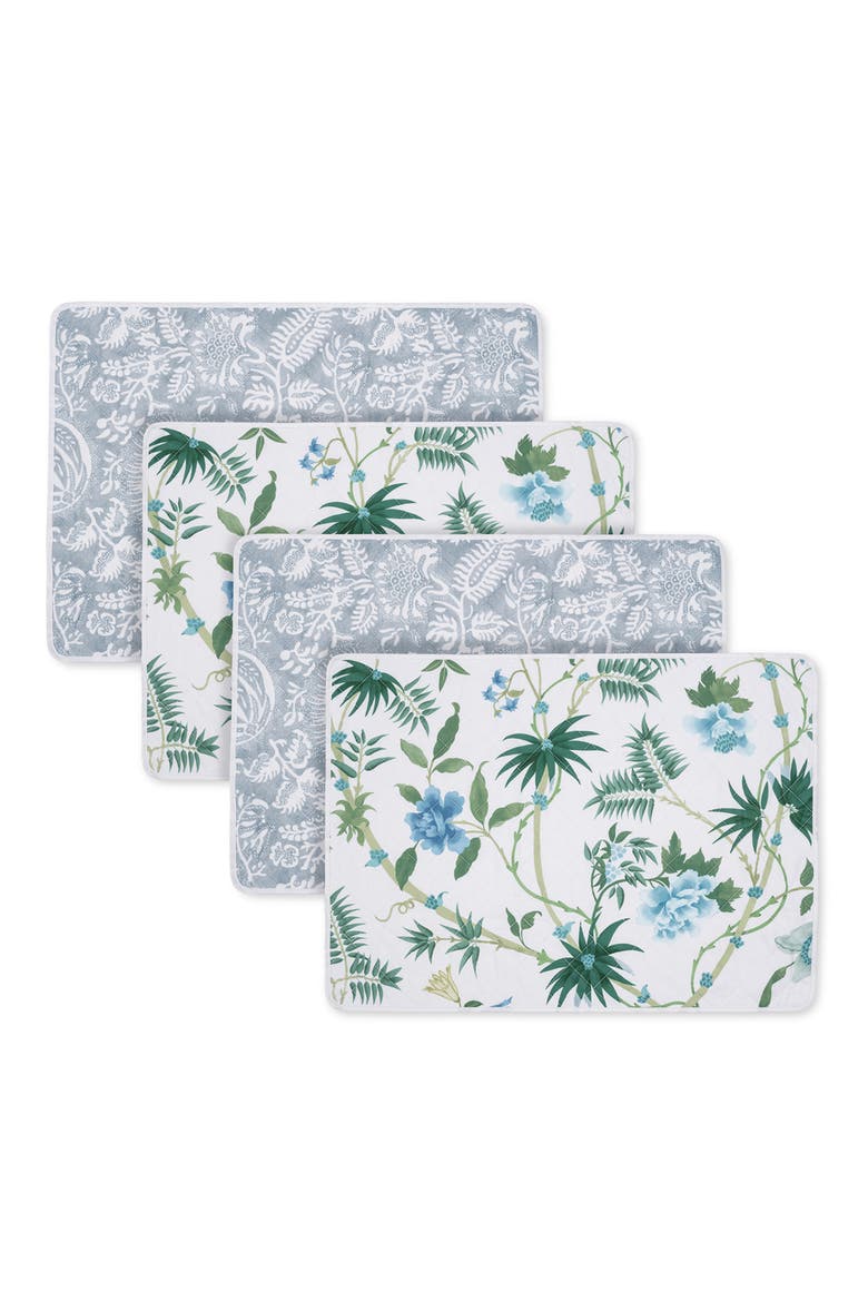 Reversible Quilted Placemats, Main, color, PALMYRA EMERALD/HAZY BLUE